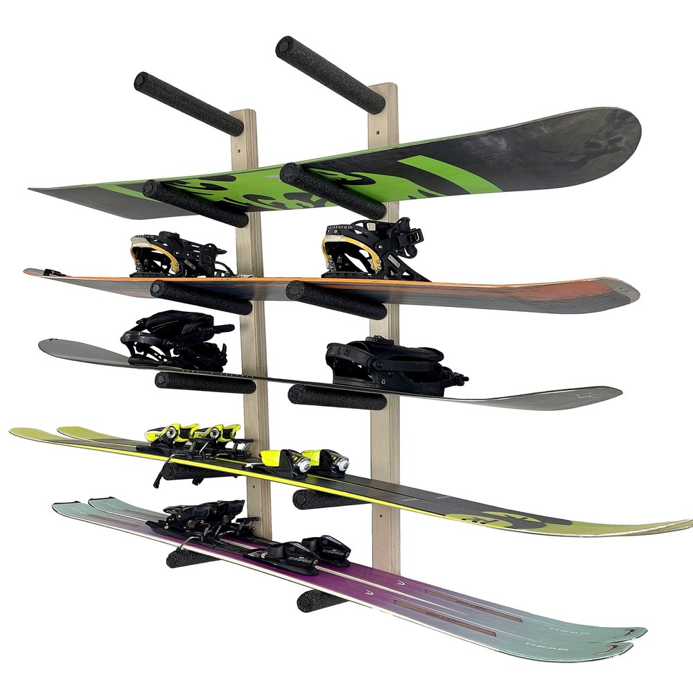 Snowboard Wall Rack Mount - Holds 6 Boards