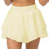 Yuerlian Tennis Skirts Pleated Skorts with Shorts Pockets Double Ruffle Golf Skirts Workout Running Skorts Skirt Athletic Light Cream view 1