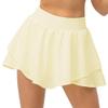 Yuerlian Tennis Skirts Pleated Skorts with Shorts Pockets Double Ruffle Golf Skirts Workout Running Skorts Skirt Athletic Light Cream view 2
