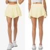 Yuerlian Tennis Skirts Pleated Skorts with Shorts Pockets Double Ruffle Golf Skirts Workout Running Skorts Skirt Athletic Light Cream view 4
