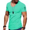 Men's V Neck Muscle Workout Athletic T-Shirt Bodybuilding Fashion Short Sleeve Slim Fit Zipper Tee Top (Light Green 2,US Size XXL Asia 3XL) view 1