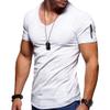 Men's V Neck Muscle Workout Athletic T-Shirt Bodybuilding Fashion Short Sleeve Slim Fit Zipper Tee Top (White,US Size XS Asia S) view 1