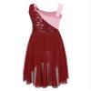 Aislor Kids Girls Sleeveless Sequins Lyrical Modern Ballet Dance Dress Tank Leotard Irregular Tulle Skirt Dancewear Burgundy 10 Years view 2