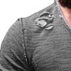 Men's Solid Color Slim Fit Casual T-Shirt Distressed Ripped Tee Top Hipster Round Neck Hip Hop Short Sleeve (Grey,US SIZE S Asia M) view 3