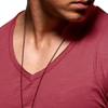 Men's V Neck Muscle Workout Athletic T-Shirt Bodybuilding Fashion Short Sleeve Slim Fit Zipper Tee Top (Wine Red,US Size M Asia L) view 2