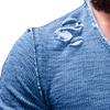 Maiyifu-GJ Men's Solid Color Slim Fit Casual T-Shirt Distressed Ripped Tee Top Hipster Round Neck Hip Hop Short Sleeve (Blue,US SIZE XS Asia S) view 3