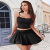 Avidlove Skirts for Women Pleated Skirts High Waist Drawstring Short Mini Skirt(Black,S) view 3
