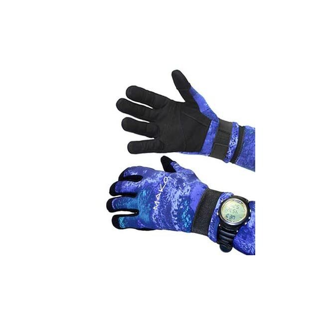 MAKO Spearguns Yamamoto 3D Camo 2mm Diving Spearfishing Gloves (3D Ocean Blue Camo, X-Large)