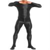Vxuxlje Mens Oil Glossy Bodystocking Full Bodysuit Round Neck Long Sleeve Unitard Jumpsuits Black X-Large view 1