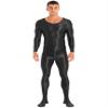 Vxuxlje Mens Oil Glossy Bodystocking Full Bodysuit Round Neck Long Sleeve Unitard Jumpsuits Black X-Large view 2