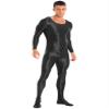 Vxuxlje Mens Oil Glossy Bodystocking Full Bodysuit Round Neck Long Sleeve Unitard Jumpsuits Black X-Large view 3