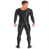 Vxuxlje Mens Oil Glossy Bodystocking Full Bodysuit Round Neck Long Sleeve Unitard Jumpsuits Black X-Large view 4
