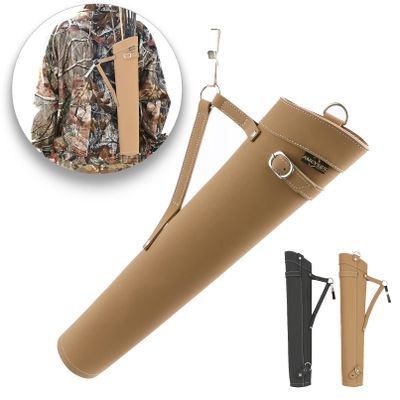 ZSHJGJR Quiver for Arrows - Arrow Quiver Cowhide Material, Dual Use Leather Archery Quivers, for Recurve Compound Bows Target Shooting Hunting Arrow Quiver Package (Style B, Khaki)