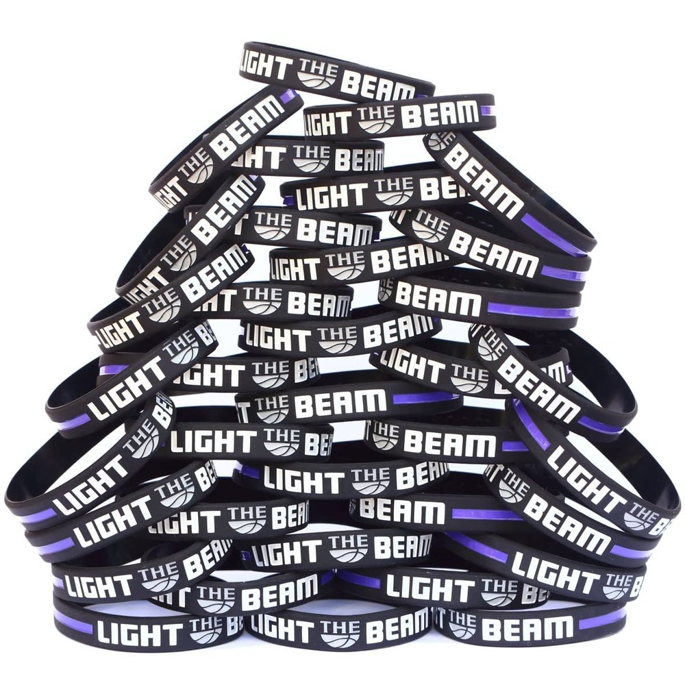 100 Light The Beam Silicone Wristband Bracelets Purple Line Basketball Bands