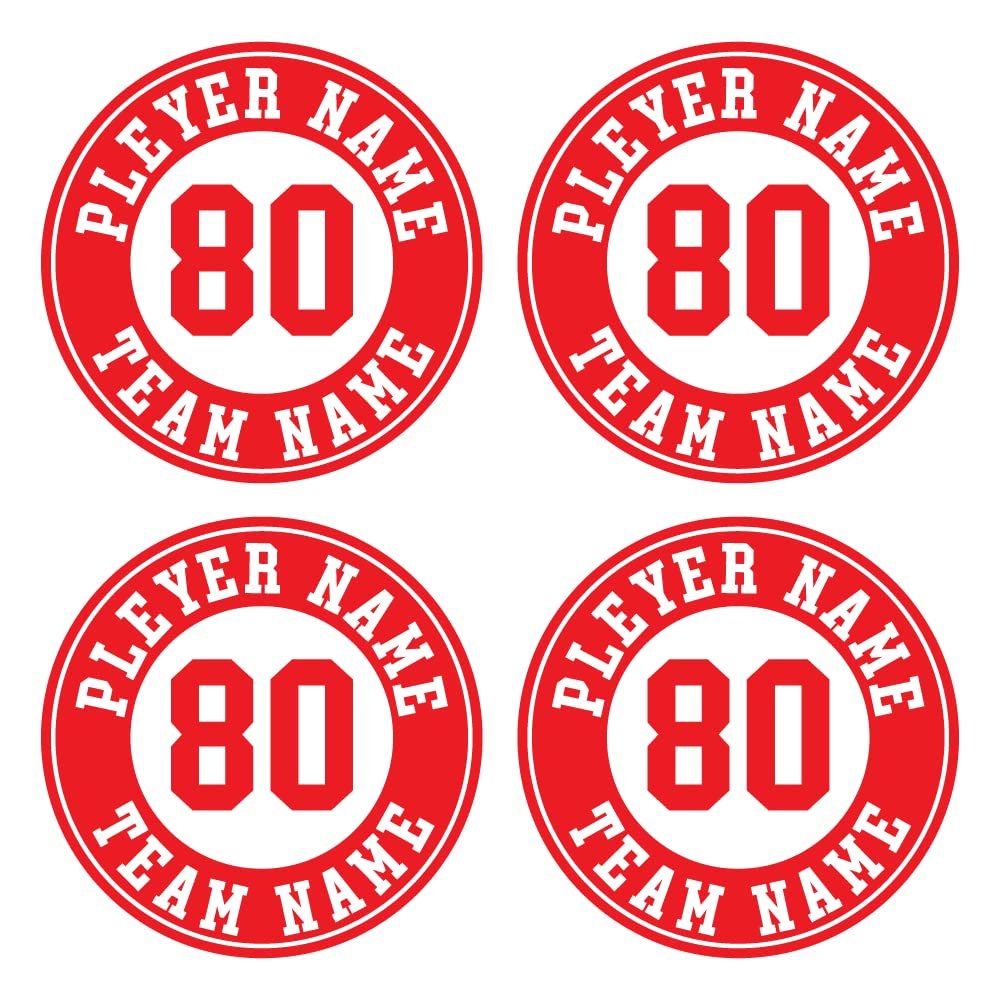 Custom Baseball Bat Decal Player Name and Number Bat Knob Sticker (Red)