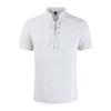Men's Fashion Cotton Linen Drawstring Tee Casual Lace-Up Neck Shirts Summer Beach Hippie Short Sleeve Tops (White,US Size M Asia L) view 1