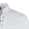 Men's Fashion Cotton Linen Drawstring Tee Casual Lace-Up Neck Shirts Summer Beach Hippie Short Sleeve Tops (White,US Size M Asia L) view 3