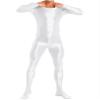 Vxuxlje Mens Oil Glossy Bodystocking Full Bodysuit Round Neck Long Sleeve Unitard Jumpsuits White Medium view 1