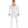 Vxuxlje Mens Oil Glossy Bodystocking Full Bodysuit Round Neck Long Sleeve Unitard Jumpsuits White Medium view 2