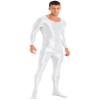 Vxuxlje Mens Oil Glossy Bodystocking Full Bodysuit Round Neck Long Sleeve Unitard Jumpsuits White Medium view 3