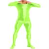 Vxuxlje Mens Oil Glossy Bodystocking Full Bodysuit Round Neck Long Sleeve Unitard Jumpsuits Fluorescent Green Medium view 1