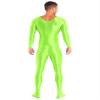 Vxuxlje Mens Oil Glossy Bodystocking Full Bodysuit Round Neck Long Sleeve Unitard Jumpsuits Fluorescent Green Medium view 4