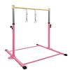 GLANT Gymnastic Kip Bar,Horizontal Bar for Kids Girls Junior,3' to 5' Adjustable Height,Home Gym Equipment,Ideal for Indoor and Home Training,1-4 Levels,300lbs Weight Capacity (Light Pink) view 1
