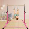 GLANT Gymnastic Kip Bar,Horizontal Bar for Kids Girls Junior,3' to 5' Adjustable Height,Home Gym Equipment,Ideal for Indoor and Home Training,1-4 Levels,300lbs Weight Capacity (Light Pink) view 4