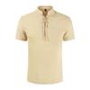Maiyifu-GJ Men's Fashion Cotton Linen Drawstring Tee Casual Lace-Up Neck Shirts Summer Beach Hippie Short Sleeve Tops (Khaki,US SIZE XL Asia XXL) view 1