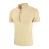 Maiyifu-GJ Men's Fashion Cotton Linen Drawstring Tee Casual Lace-Up Neck Shirts Summer Beach Hippie Short Sleeve Tops (Khaki,US SIZE XL Asia XXL) view 2