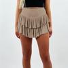Urmycos Women's Tiered A-Line Layered Ruffle Hem Mini Skirt High Waist Short Skorts Khaki Small view 3