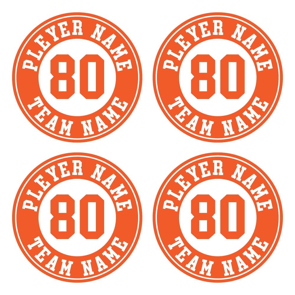 Custom Baseball Bat Decal Player Name and Number Bat Knob Sticker (Orange)