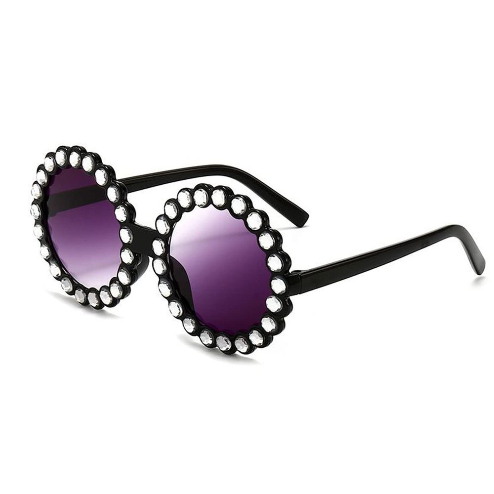 Creamily Baby White Round Rhinestone Sunglasses Diamond Bling Toddler Sunglasses Glasses Aviator Girl Boy Eyewear for Kid