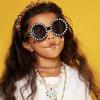 Creamily Baby White Round Rhinestone Sunglasses Diamond Bling Toddler Sunglasses Glasses Aviator Girl Boy Eyewear for Kid view 2