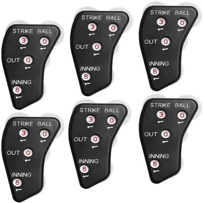Watayo 6 Pcs 4 Wheel Baseball Umpire Clicker -Black Umpire Indicator Gear -Practical Baseball Counter Clicker for Scorekeeper Recording Outs & Innings Balls