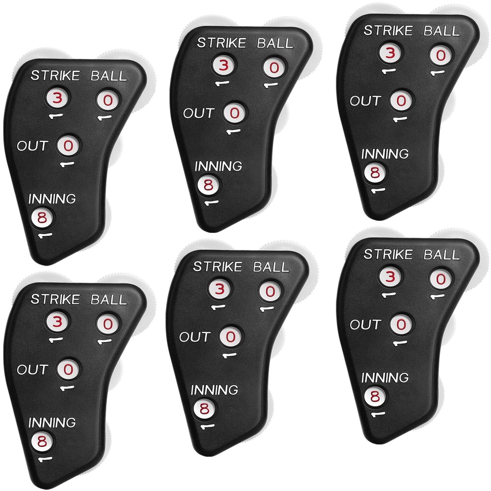 Watayo 6 Pcs 4 Wheel Baseball Umpire Clicker -Black Umpire Indicator Gear -Practical Baseball Counter Clicker for Scorekeeper Recording Outs & Innings Balls