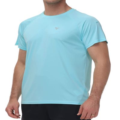 Men's Rash Guard Shirts Swim Shirts UPF 50+ UV Sun Protection Quick Dry Short Sleeve Surf Shirt Fishing Beach T-Shirt Light-Blue 4XL