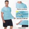 Men's Rash Guard Shirts Swim Shirts UPF 50+ UV Sun Protection Quick Dry Short Sleeve Surf Shirt Fishing Beach T-Shirt Light-Blue 4XL view 3
