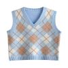 Hyipels Women's Sweater Vest,Y2K Sleeveless Pattern Preppy Style Knitted Crop Tank Top for Girl view 1
