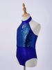 CHICTRY Kids Girls' Fashion Sequins Sleeveless Halter Neck Gymnastics Leotard Fancy Cutouts Dance Bodysuit Costume Royal Blue 7-8 Years view 3