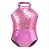 CHICTRY Kids Girls' Fashion Sequins Sleeveless Halter Neck Gymnastics Leotard Fancy Cutouts Dance Bodysuit Costume Light Pink 5-6 Years view 1