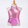 CHICTRY Kids Girls' Fashion Sequins Sleeveless Halter Neck Gymnastics Leotard Fancy Cutouts Dance Bodysuit Costume Light Pink 5-6 Years view 2