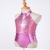 CHICTRY Kids Girls' Fashion Sequins Sleeveless Halter Neck Gymnastics Leotard Fancy Cutouts Dance Bodysuit Costume Light Pink 5-6 Years view 4