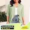 Argstar Women's Casual Lightweight Open Front Cardigans Soft Draped Ruffles 3/4 Sleeve Sage Green Small view 4