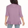 Argstar Lilac Cardigan for Women, Lightweight Open Front Casual Soft Draped Ruffles 3/4 Sleeve Large view 3
