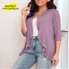Argstar Lilac Cardigan for Women, Lightweight Open Front Casual Soft Draped Ruffles 3/4 Sleeve Large view 4