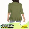 Argstar Women's Cardigans, Lightweight Open Front Casual Soft Draped Ruffles 3/4 Sleeve Dark Green M view 3