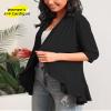 Argstar Black Cardigan for Women 3/4 Sleeve, Lightweight Open Front Casual Soft Draped Ruffles XL view 2