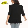 Argstar Black Cardigan for Women 3/4 Sleeve, Lightweight Open Front Casual Soft Draped Ruffles XL view 3