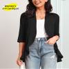 Argstar Black Cardigan for Women 3/4 Sleeve, Lightweight Open Front Casual Soft Draped Ruffles XL view 4